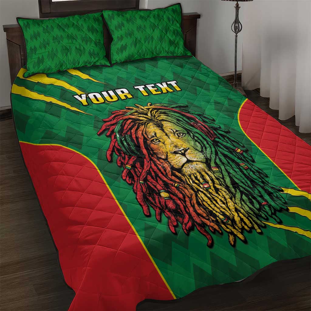 Personalised Ethiopia Quilt Bed Set Men's Dreadlock Rasta Lion Headphones LT14