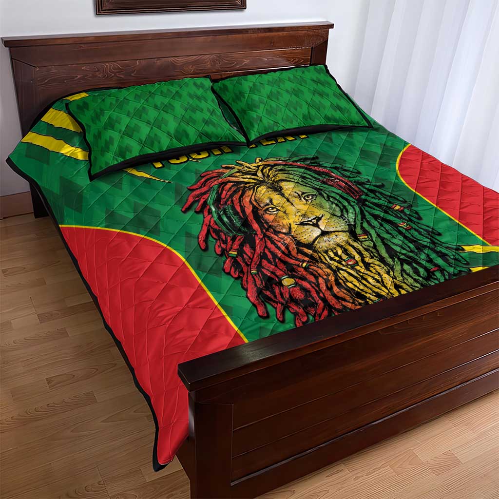 Personalised Ethiopia Quilt Bed Set Men's Dreadlock Rasta Lion Headphones LT14