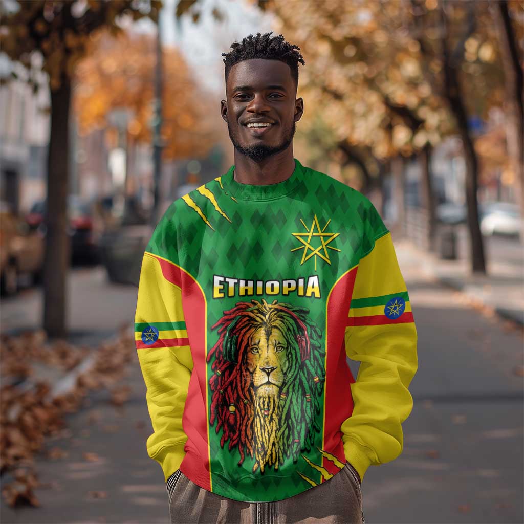 Personalised Ethiopia Sweatshirt Men's Dreadlock Rasta Lion Headphones LT14