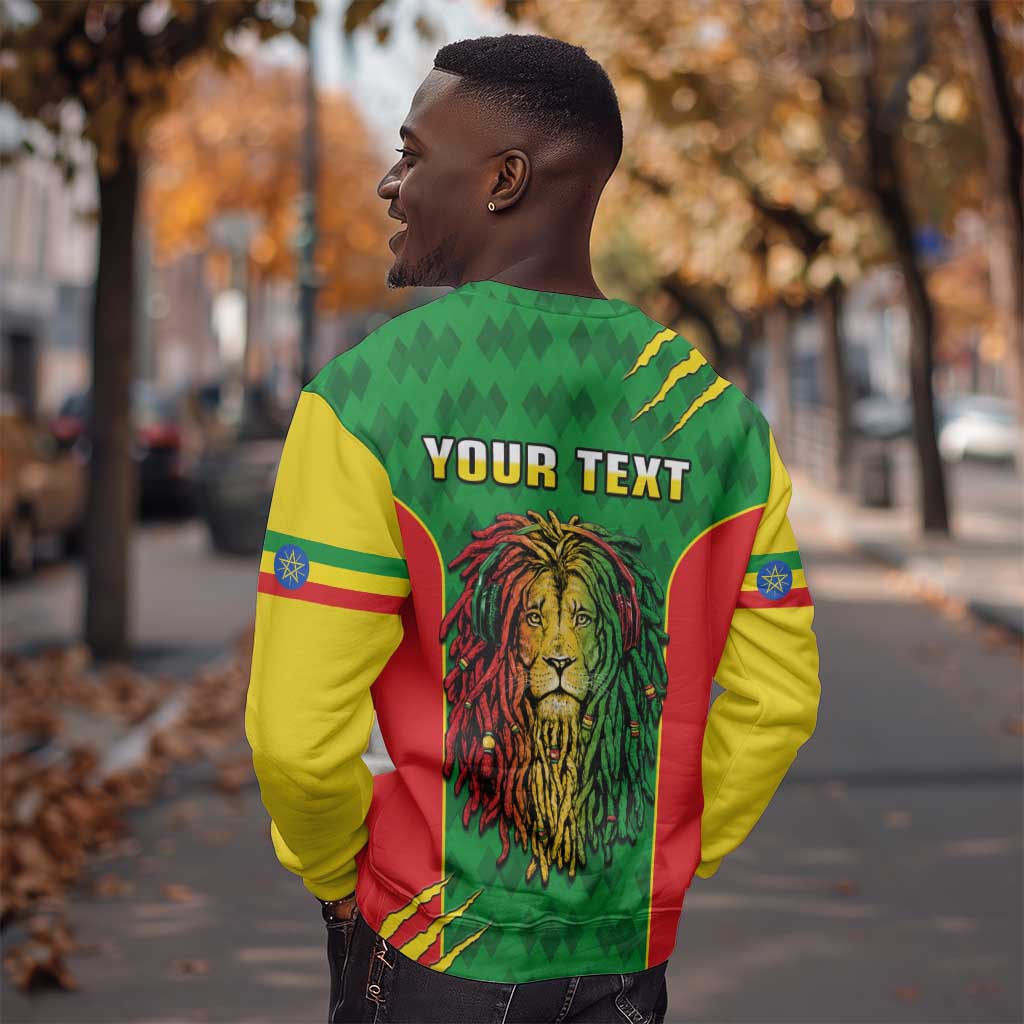 Personalised Ethiopia Sweatshirt Men's Dreadlock Rasta Lion Headphones LT14