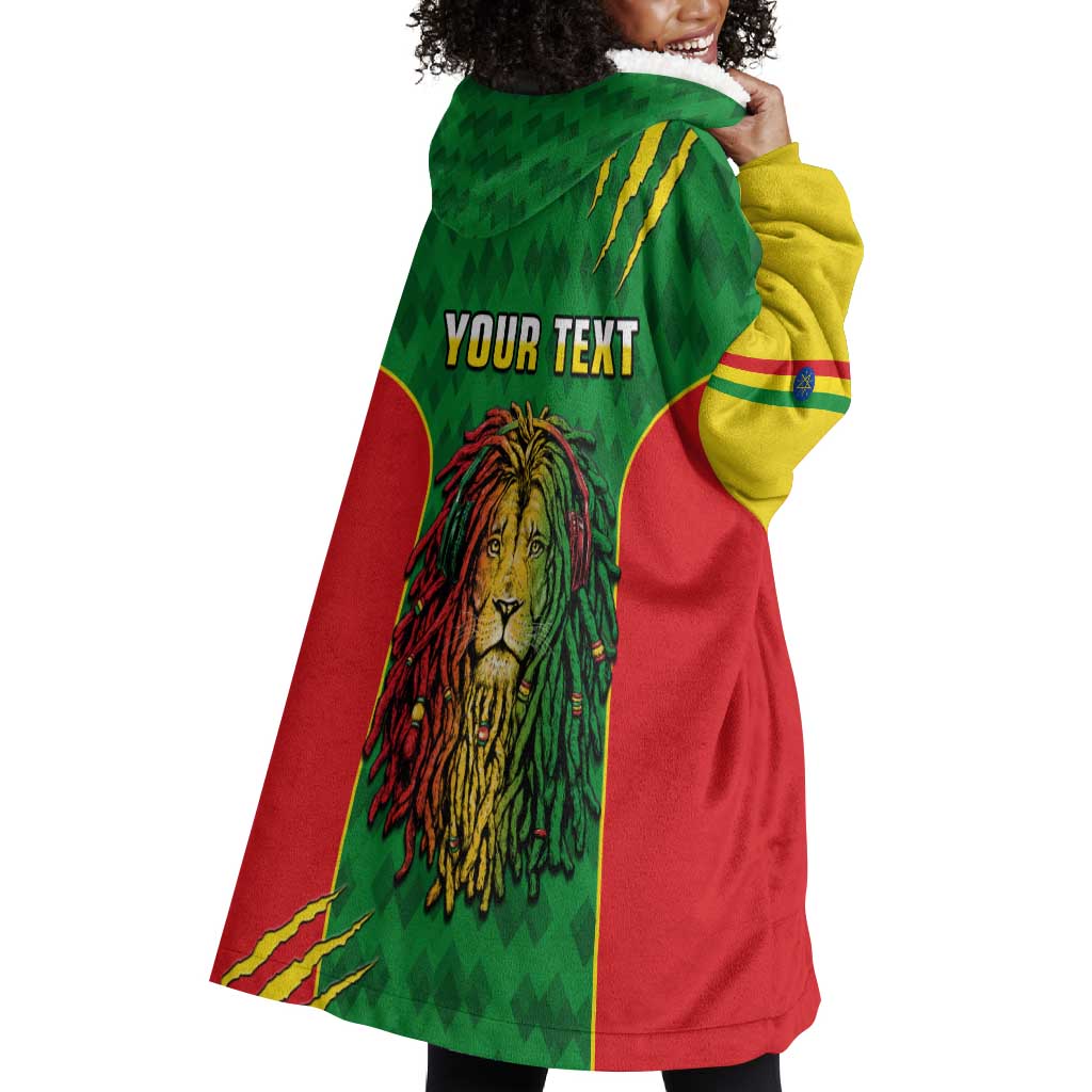 Personalised Ethiopia Wearable Blanket Hoodie Men's Dreadlock Rasta Lion Headphones LT14