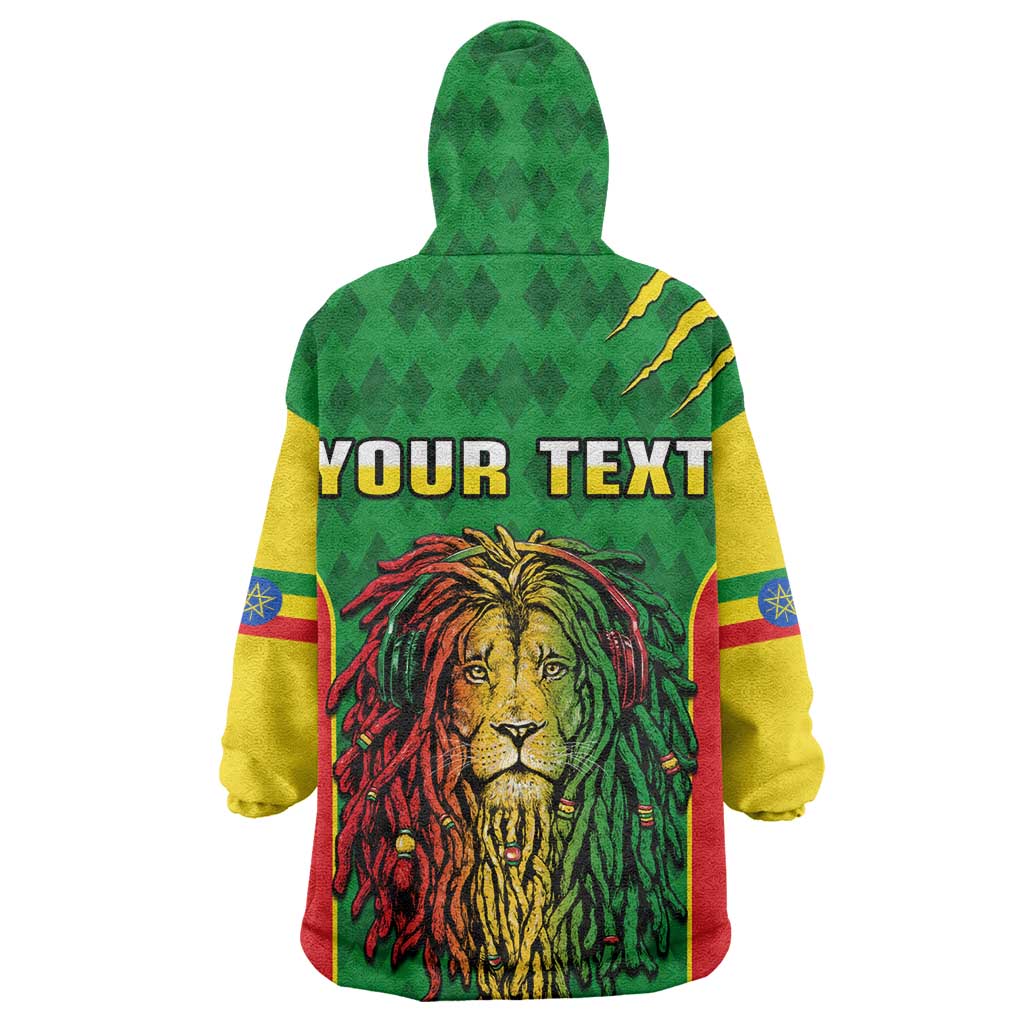 Personalised Ethiopia Wearable Blanket Hoodie Men's Dreadlock Rasta Lion Headphones LT14