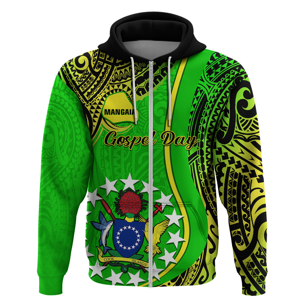 Polynesian Pride Cook Islands Hoodie Mangaia Gospel Day Green Version LT14