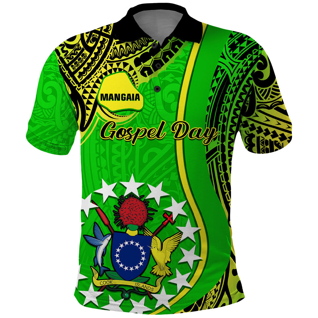 Custom Cook Islands Polo Shirt Mangaia Gospel Day Green Version LT14