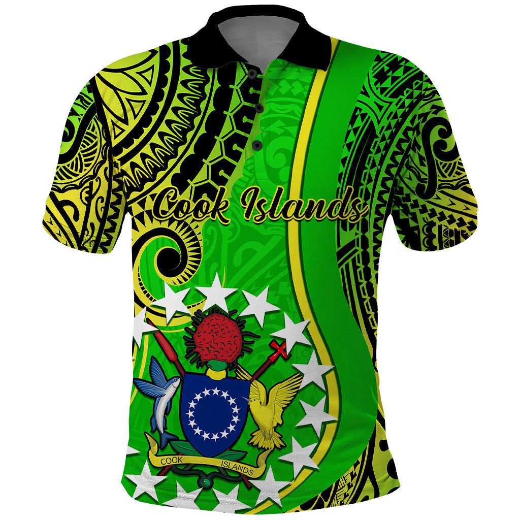 Polynesian Pride Cook Islands Polo Shirt Kuki Airani Coat Of Arms LT14