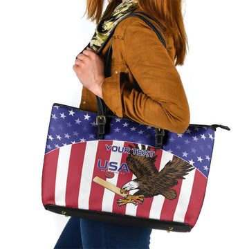 Custom USA 2024 Cricket Leather Tote Bag Go Champions Eagles LT14