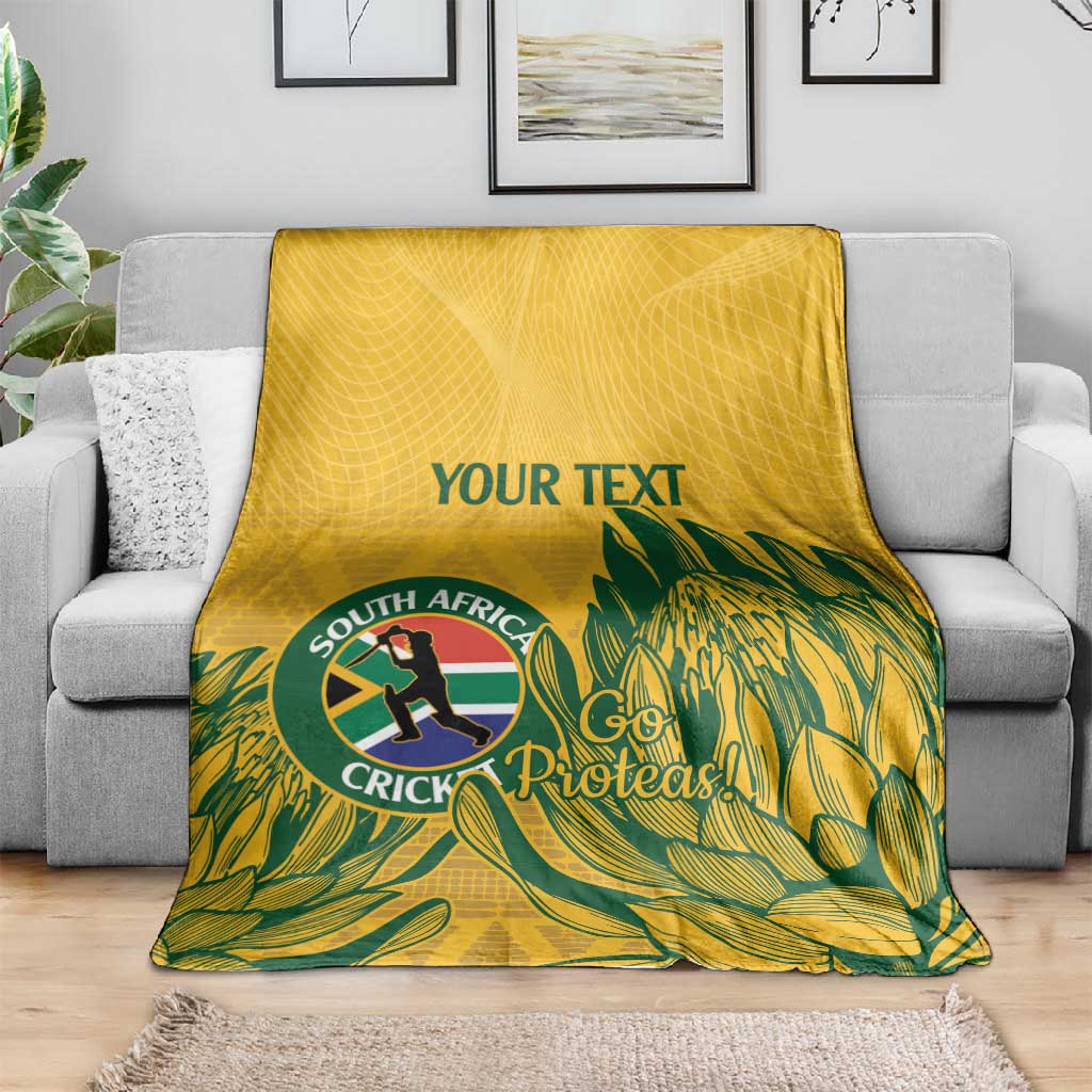 Custom South Africa Cricket Blanket 2024 African Pattern Go Proteas LT14