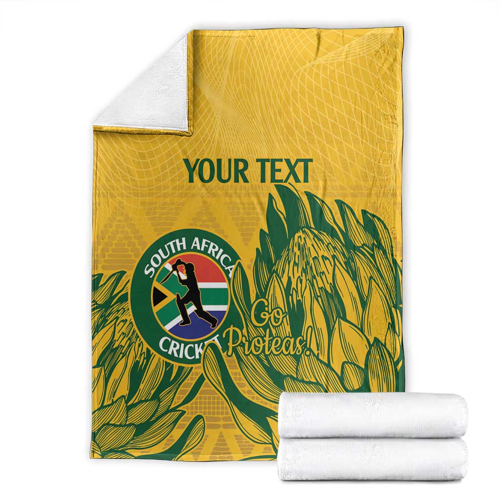 Custom South Africa Cricket Blanket 2024 African Pattern Go Proteas LT14