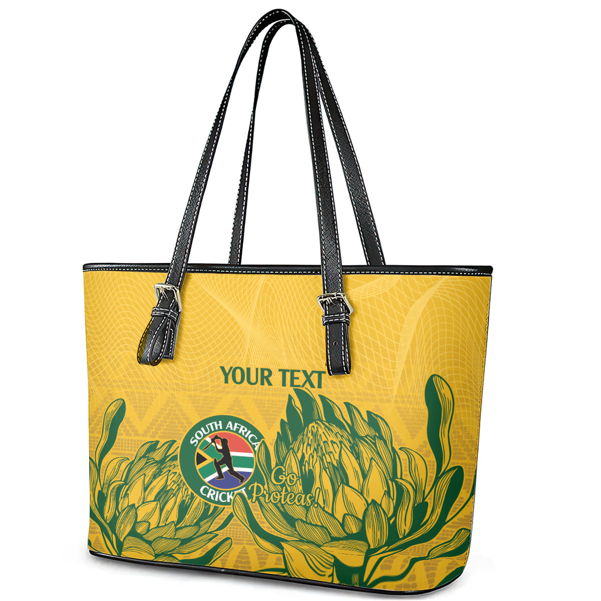 Custom South Africa Cricket Leather Tote Bag 2024 African Pattern Go Proteas LT14