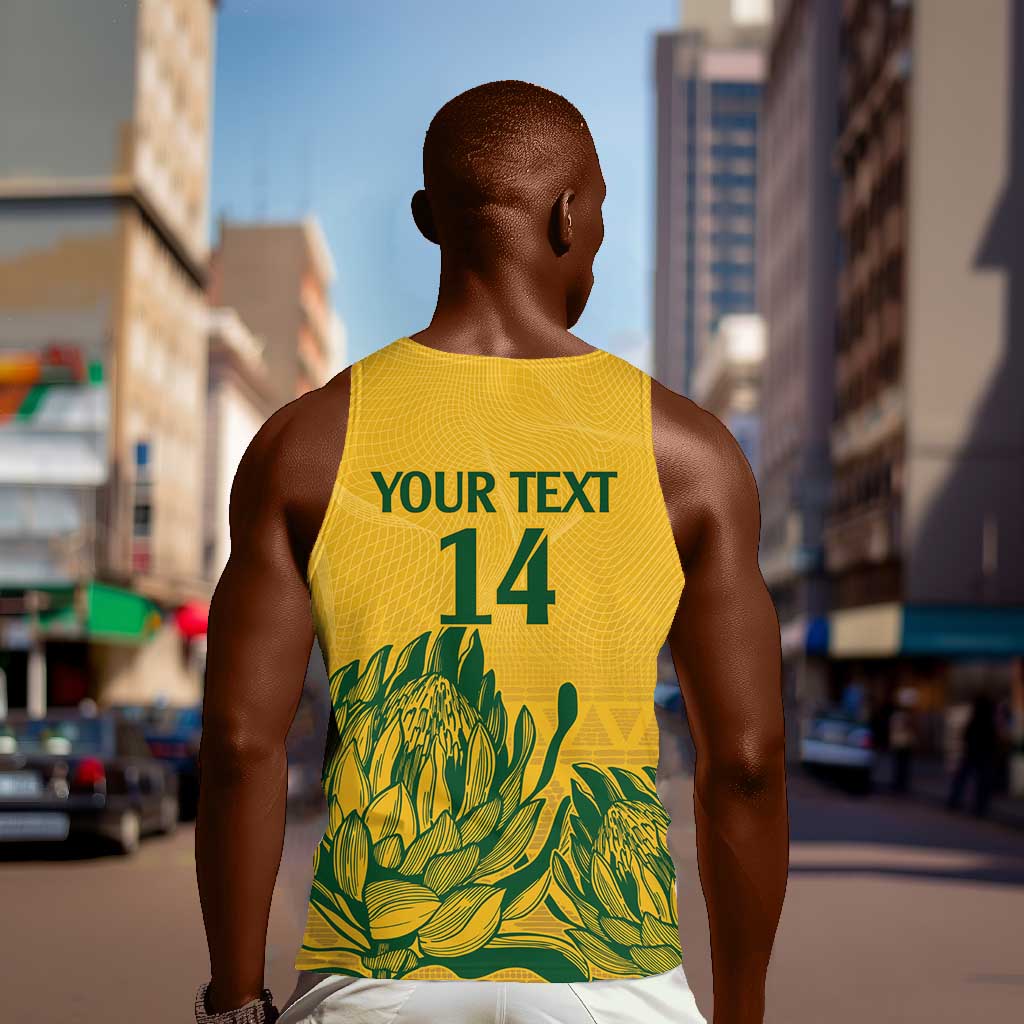 Custom South Africa Cricket Men Tank Top 2024 African Pattern Go Proteas LT14