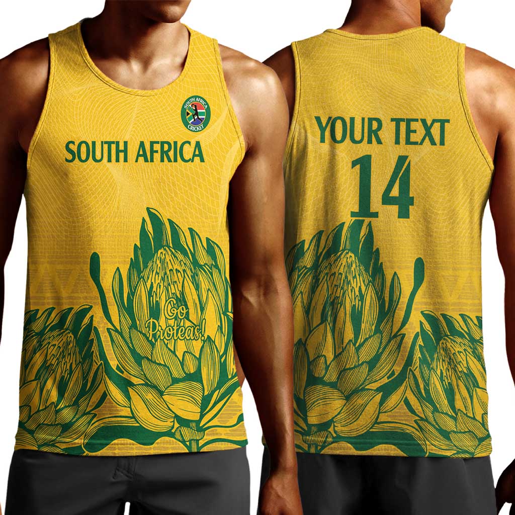 Custom South Africa Cricket Men Tank Top 2024 African Pattern Go Proteas LT14