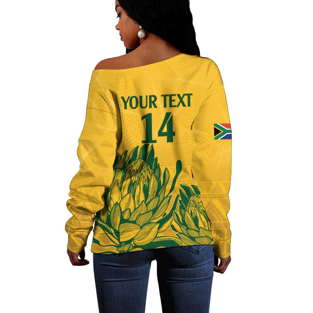 Custom South Africa Cricket Off Shoulder Sweater 2024 African Pattern Go Proteas LT14
