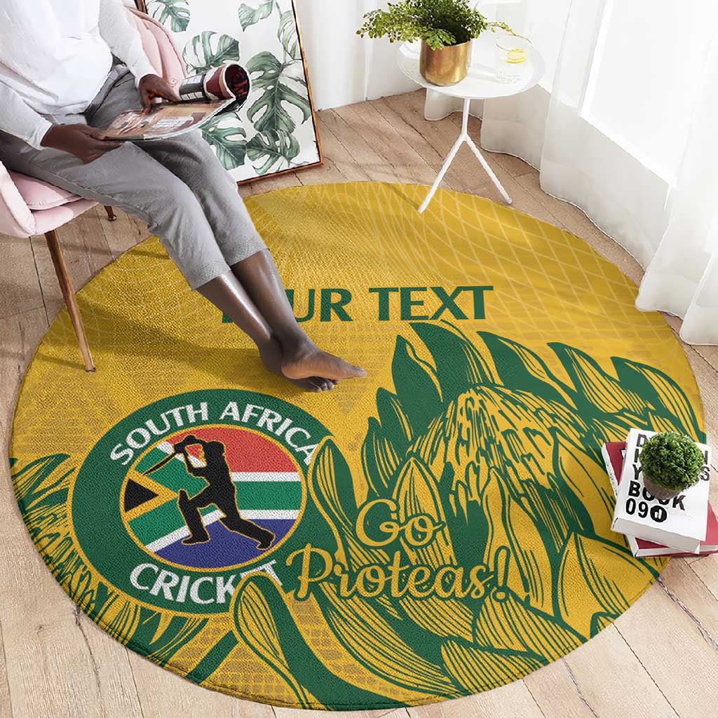 Custom South Africa Cricket Round Carpet 2024 African Pattern Go Proteas LT14