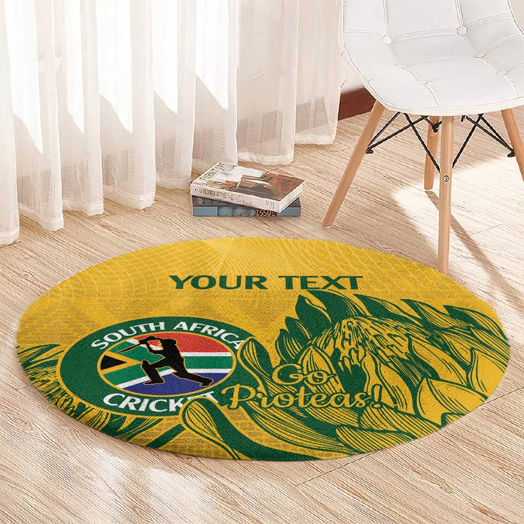 Custom South Africa Cricket Round Carpet 2024 African Pattern Go Proteas LT14