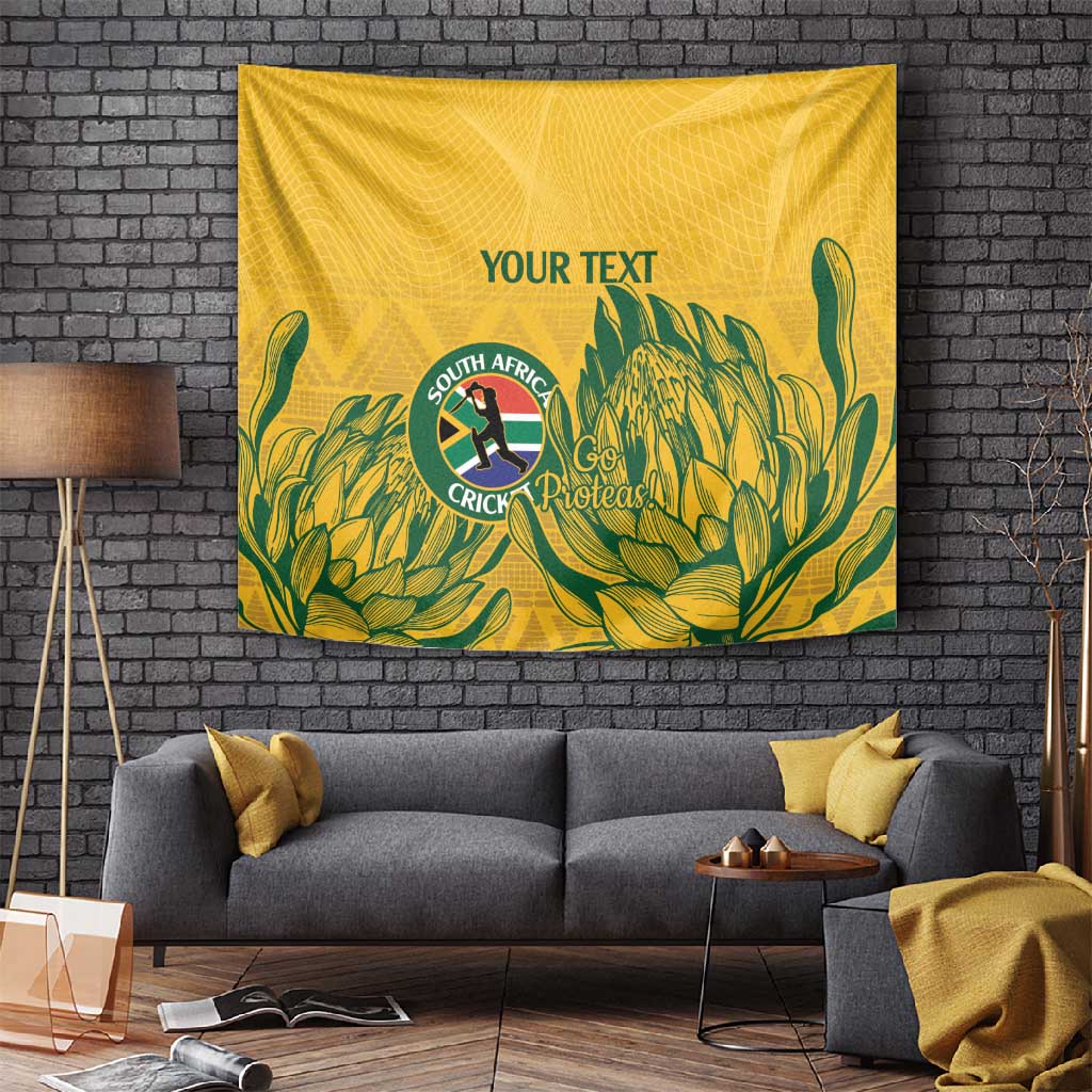 Custom South Africa Cricket Tapestry 2024 African Pattern Go Proteas LT14