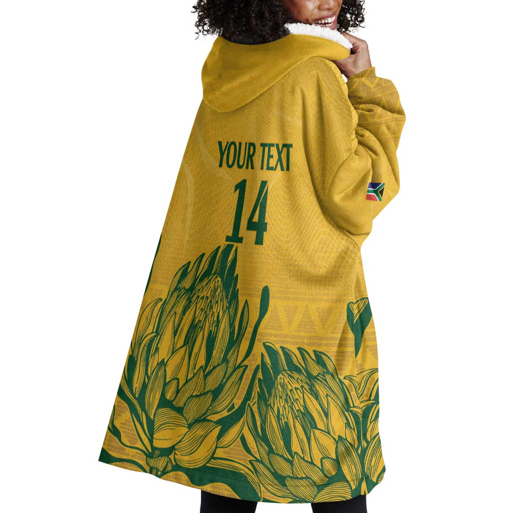 Custom South Africa Cricket Wearable Blanket Hoodie 2024 African Pattern Go Proteas LT14