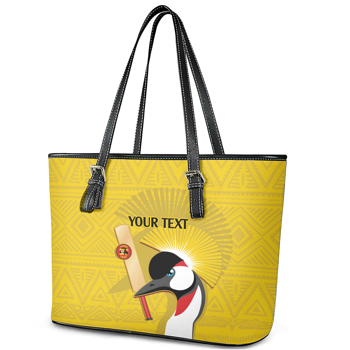 Custom Uganda Cricket Leather Tote Bag Ugandan Grey Crowned Crane LT14