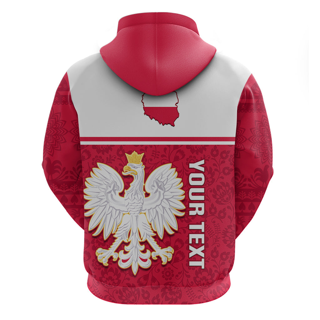 Personalised Poland Hoodie Polska Coat Of Arms With Folk Pattern LT14