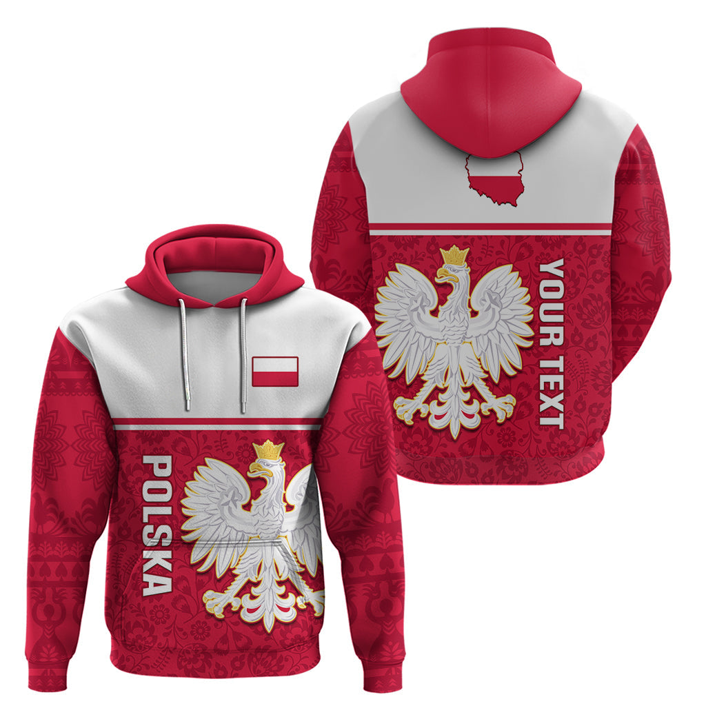 Personalised Poland Hoodie Polska Coat Of Arms With Folk Pattern LT14