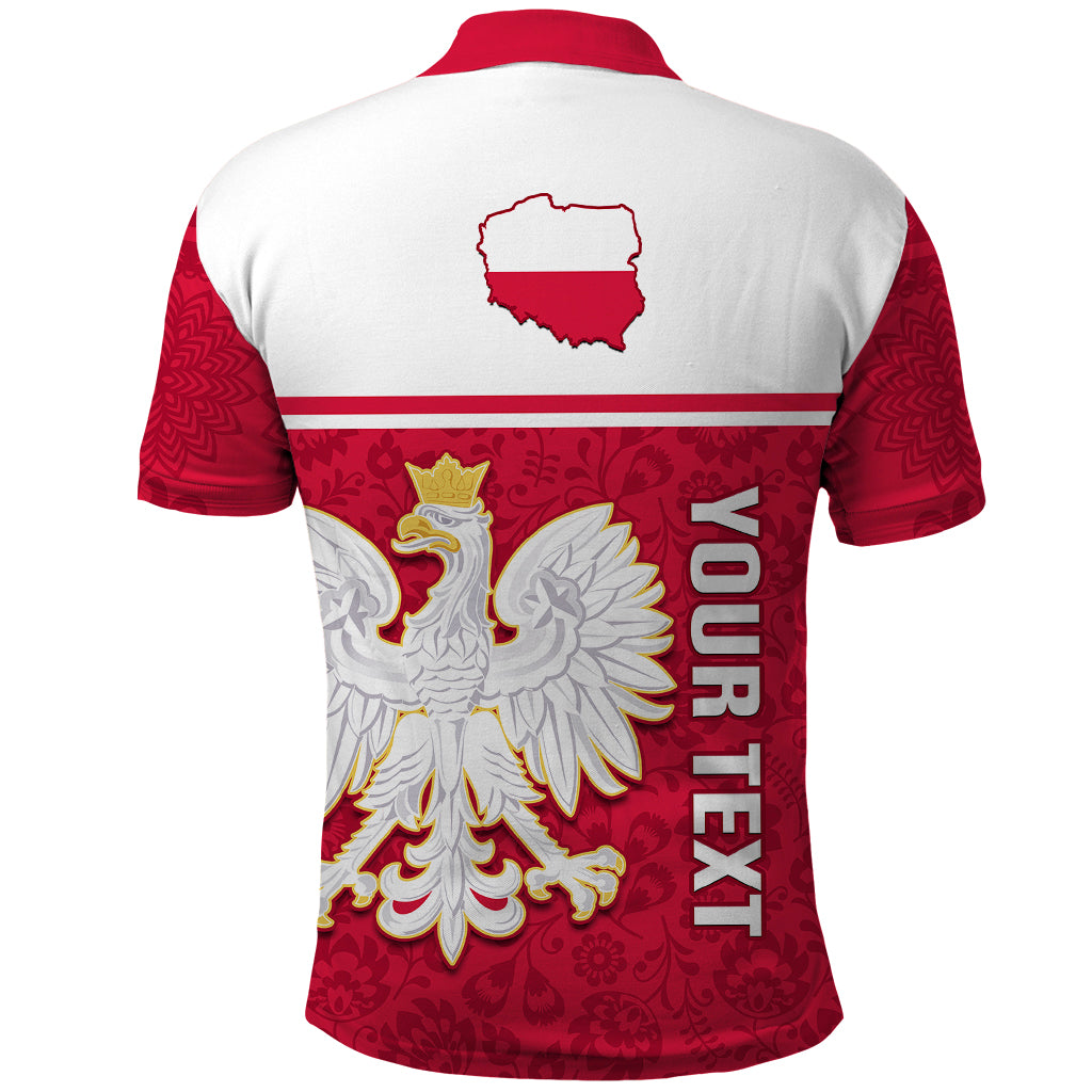 Personalised Poland Polo Shirt Polska Coat Of Arms With Folk Pattern LT14