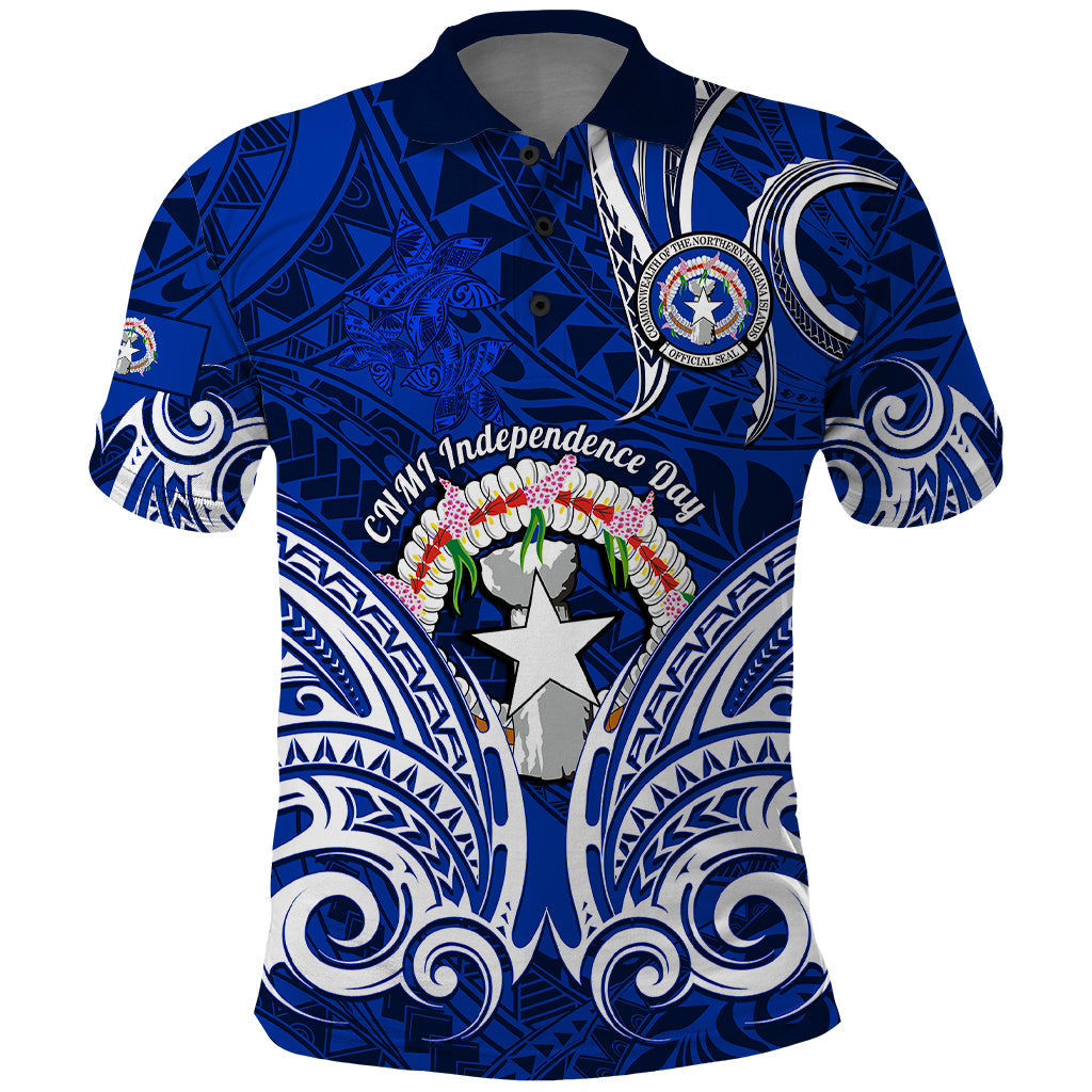 Personalised Independence Day CNMI Polo Shirt Northern Mariana Islands Tribal Tattoo Pattern LT14
