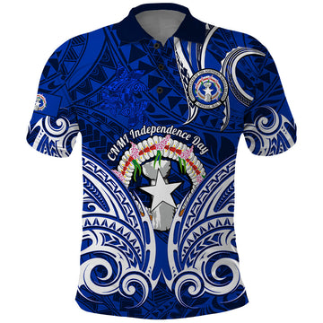 Personalised Independence Day CNMI Polo Shirt Northern Mariana Islands Tribal Tattoo Pattern LT14