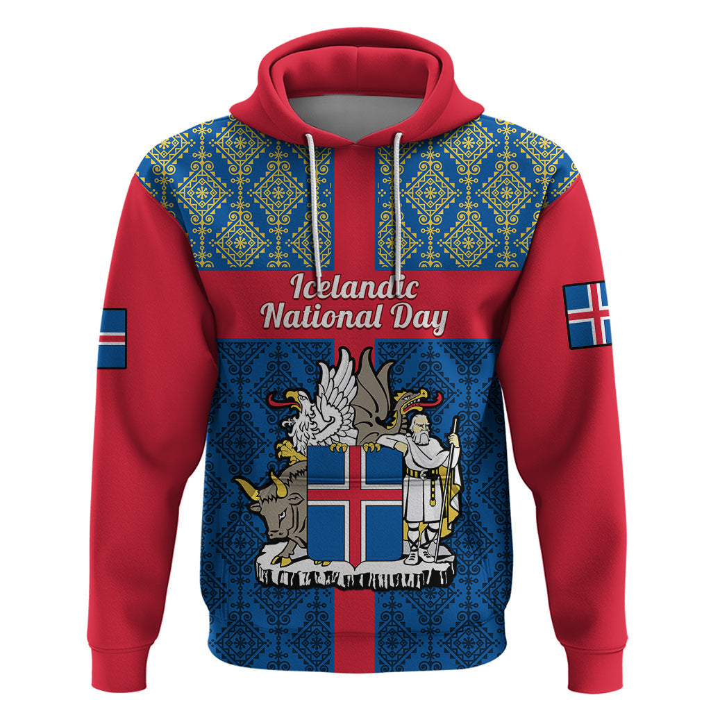 17 June Iceland National Day Hoodie Icelandic Folk Pattern LT14