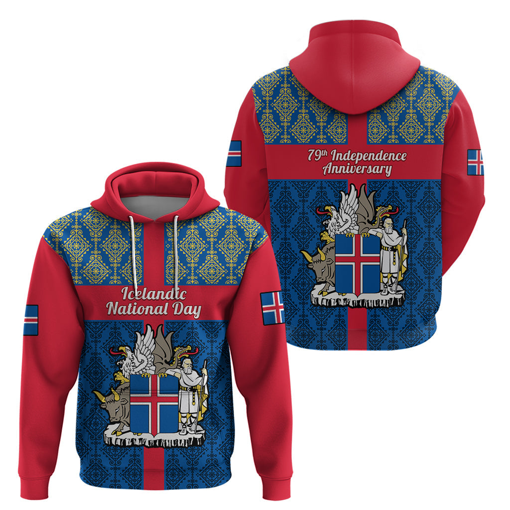 17 June Iceland National Day Hoodie Icelandic Folk Pattern LT14