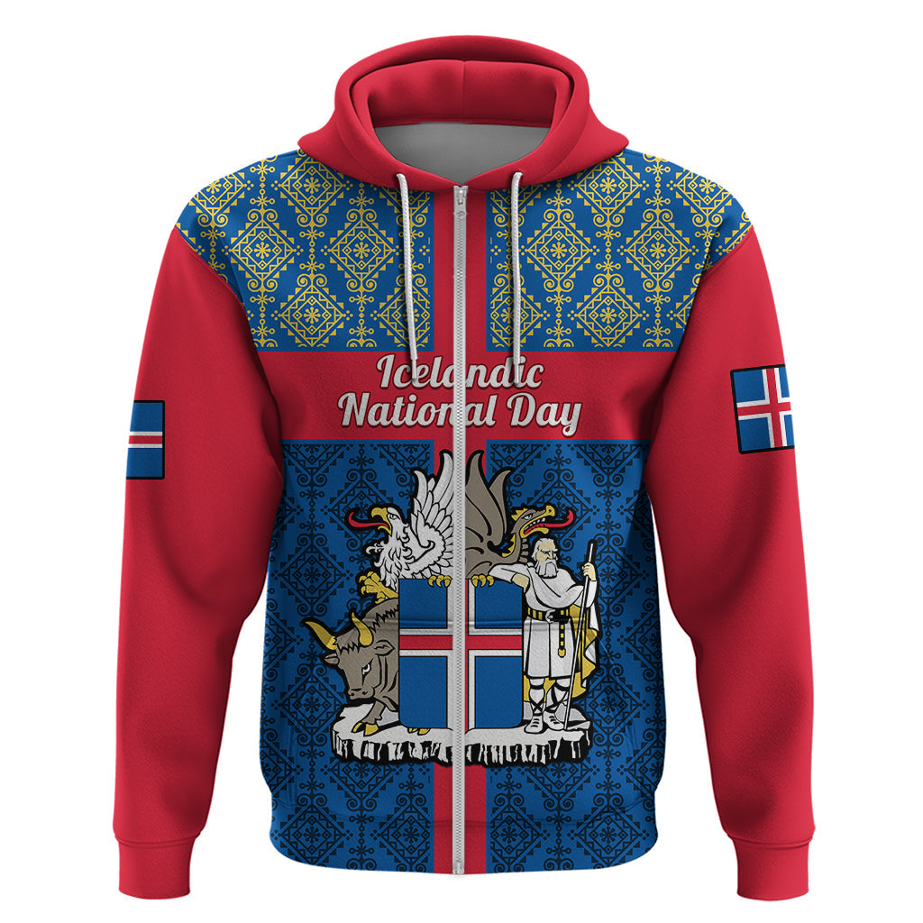 17 June Iceland National Day Hoodie Icelandic Folk Pattern LT14