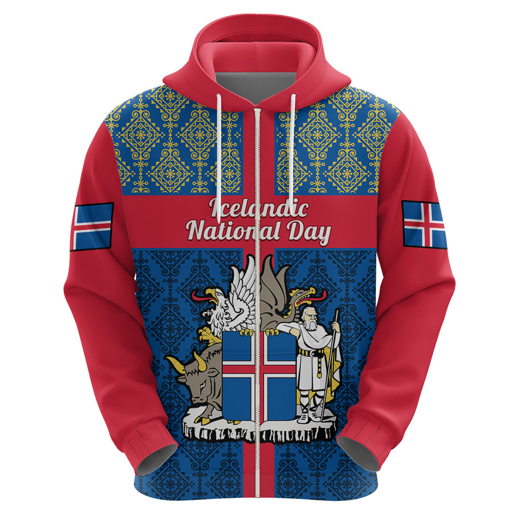 17 June Iceland National Day Hoodie Icelandic Folk Pattern LT14