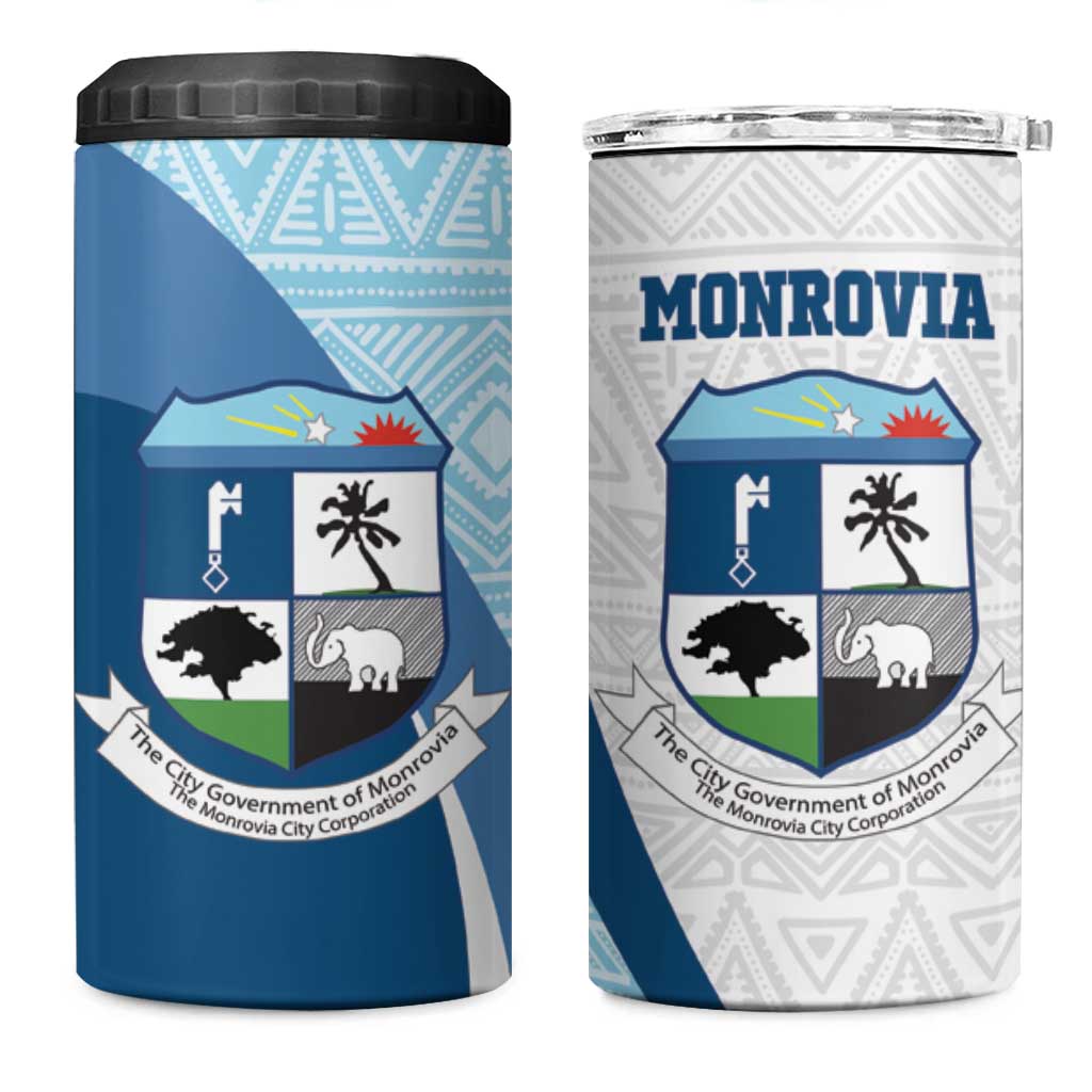 Afro Liberia Monrovia Capital 4 in 1 Can Cooler Tumbler African Pattern Curves Style LT14