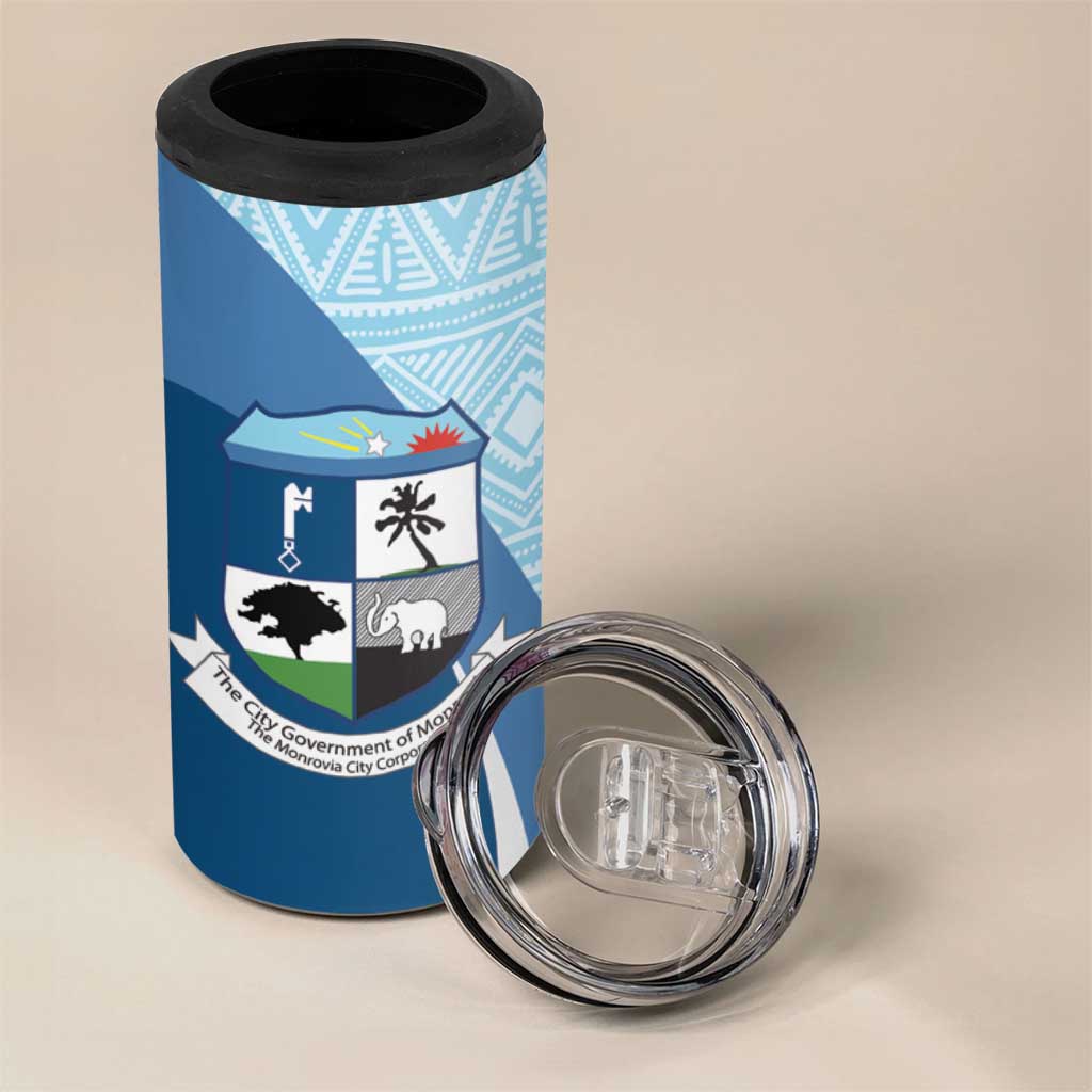 Afro Liberia Monrovia Capital 4 in 1 Can Cooler Tumbler African Pattern Curves Style LT14
