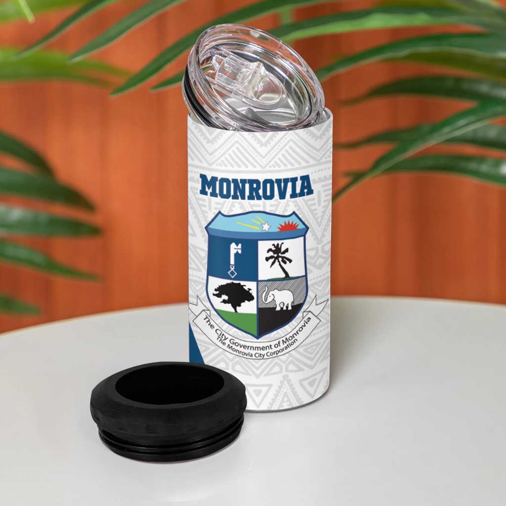 Afro Liberia Monrovia Capital 4 in 1 Can Cooler Tumbler African Pattern Curves Style LT14