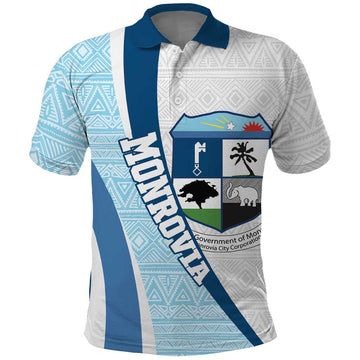 Liberia Monrovia Capital Polo Shirt African Pattern Curves Style LT14