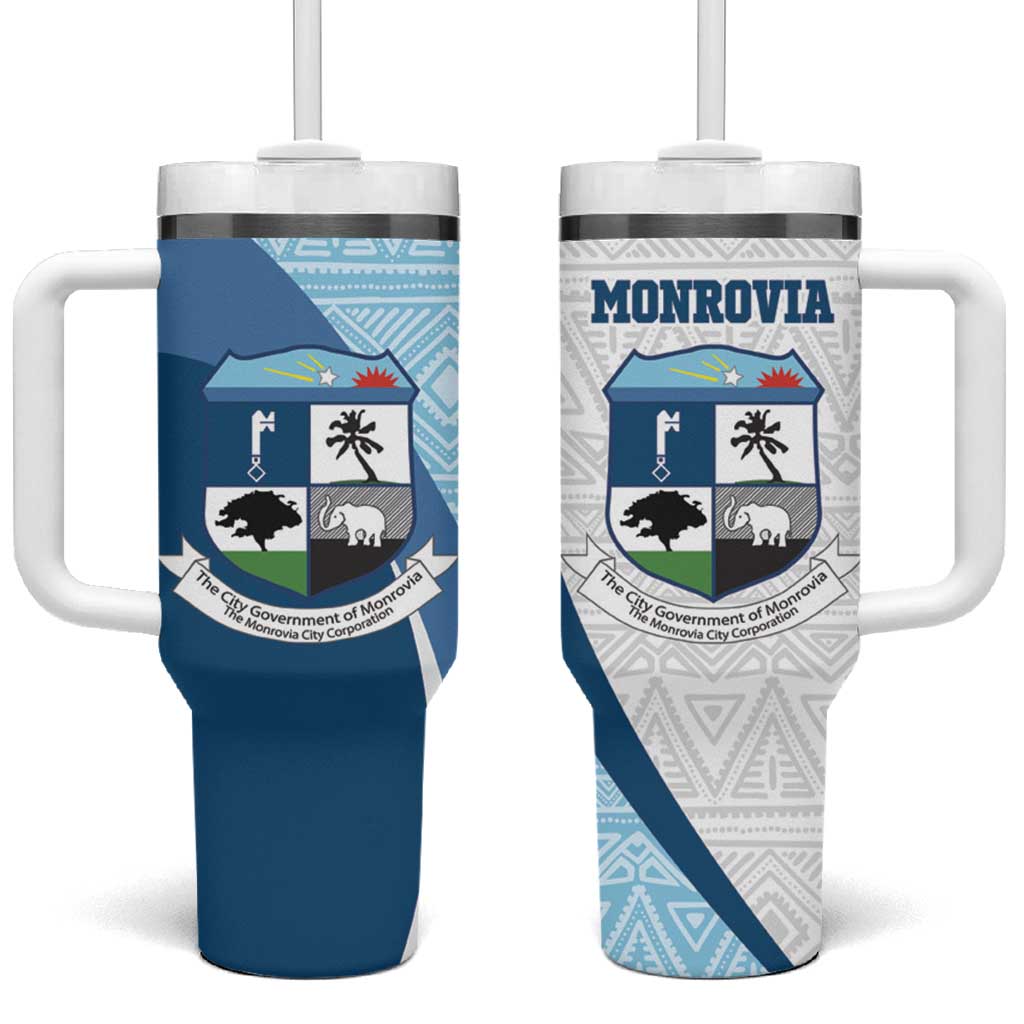 Afro Liberia Monrovia Capital Tumbler With Handle African Pattern Curves Style LT14