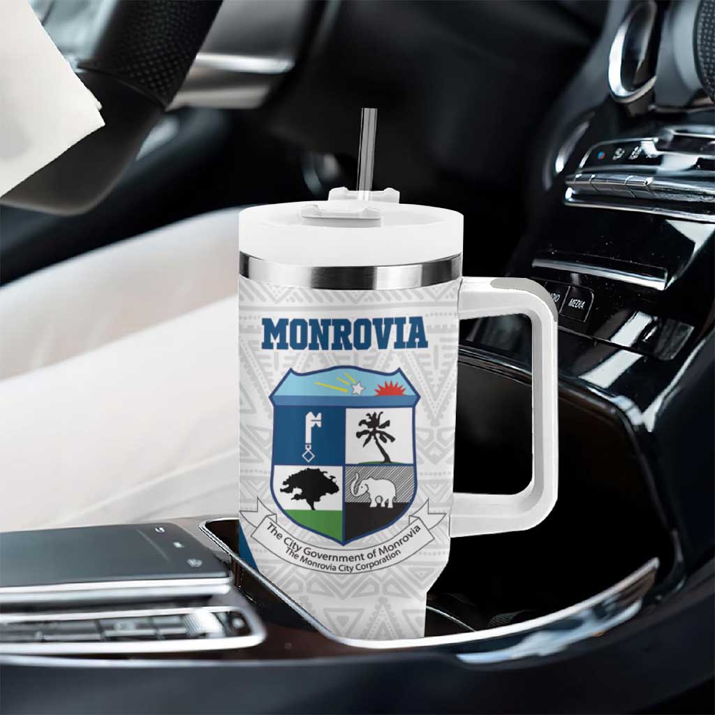 Afro Liberia Monrovia Capital Tumbler With Handle African Pattern Curves Style LT14