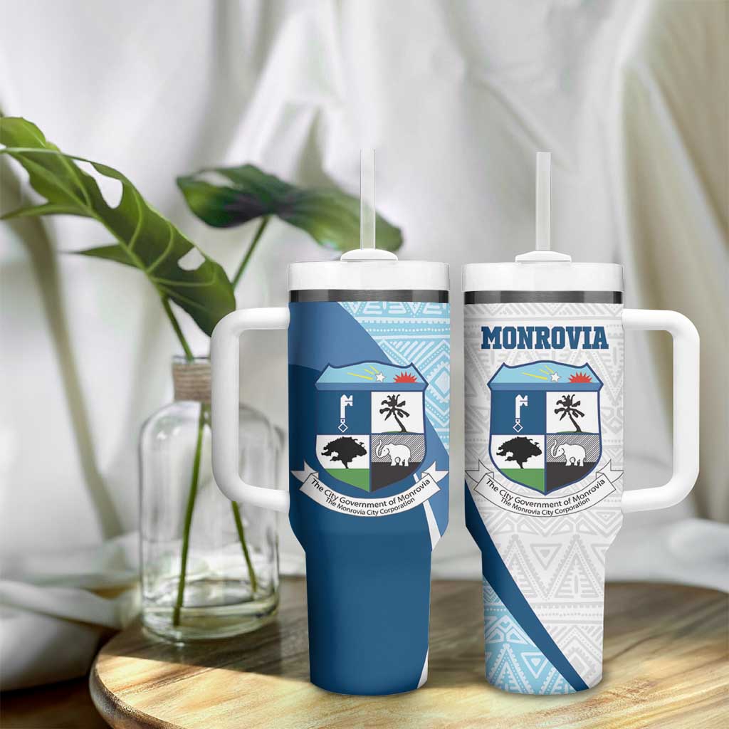 Afro Liberia Monrovia Capital Tumbler With Handle African Pattern Curves Style LT14