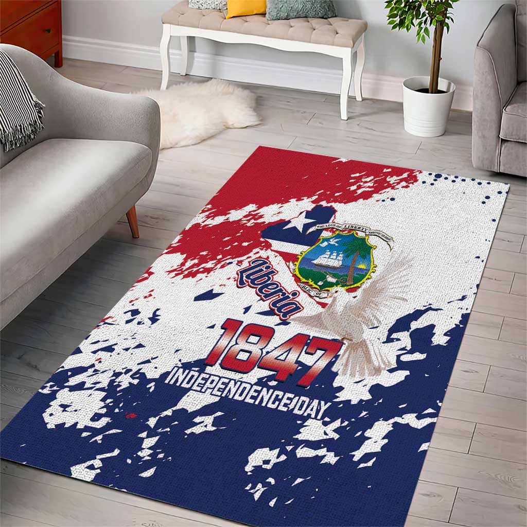 Afro Liberia 1847 Independence Day Area Rug Coat Of Arms Grunge Style LT14