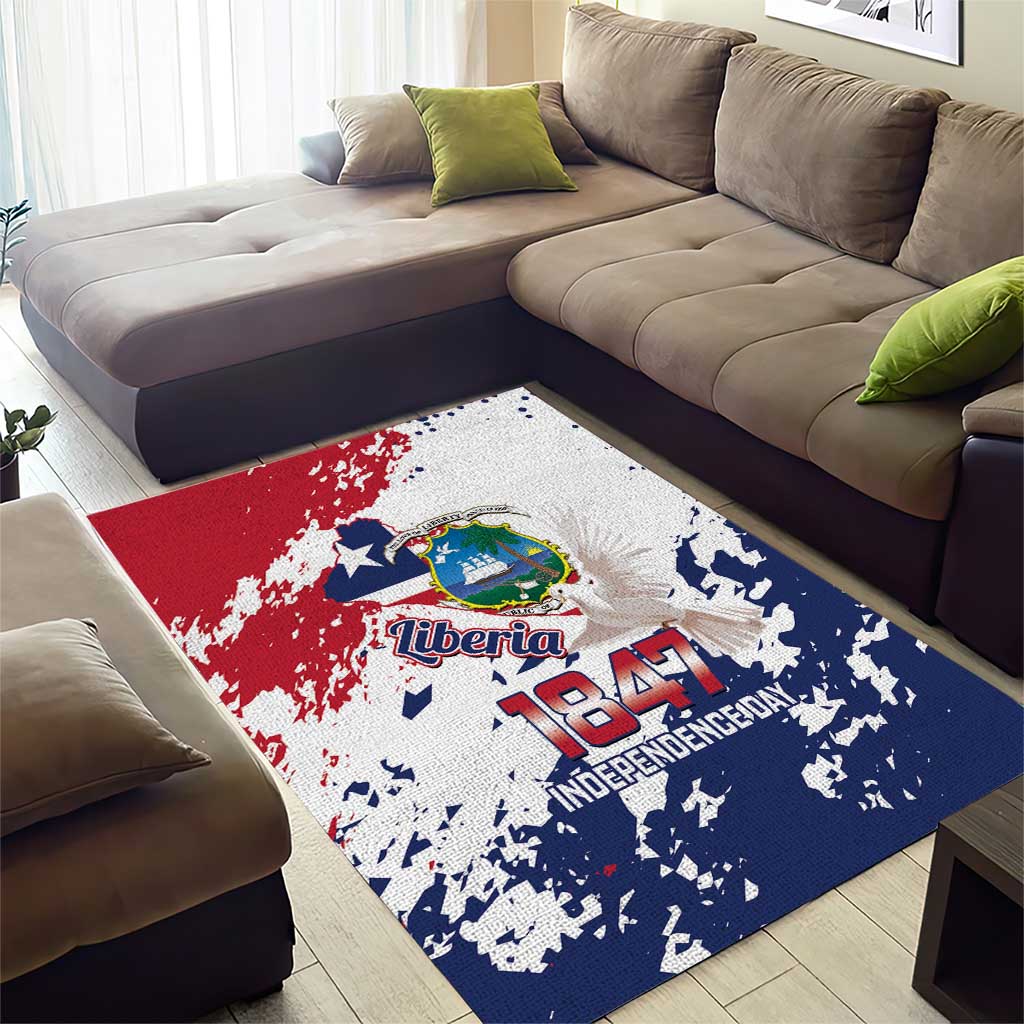 Afro Liberia 1847 Independence Day Area Rug Coat Of Arms Grunge Style LT14
