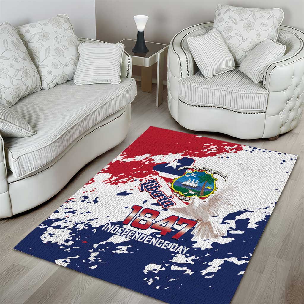 Afro Liberia 1847 Independence Day Area Rug Coat Of Arms Grunge Style LT14