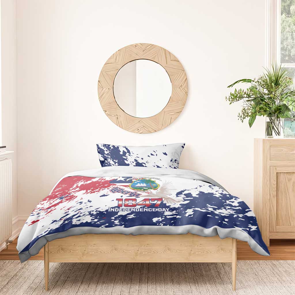 Afro Liberia 1847 Independence Day Bedding Set Coat Of Arms Grunge Style LT14