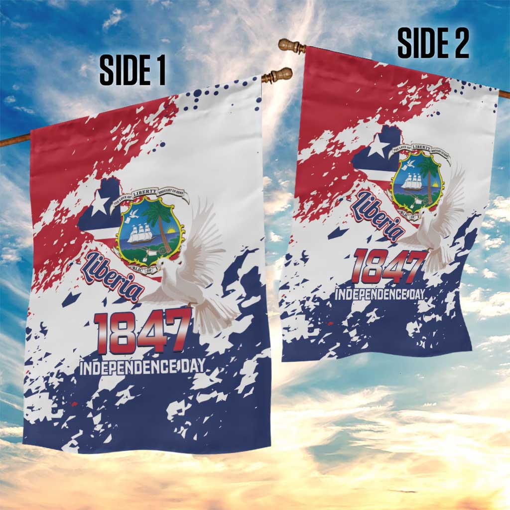 Afro Liberia 1847 Independence Day Garden Flag Coat Of Arms Grunge Style LT14