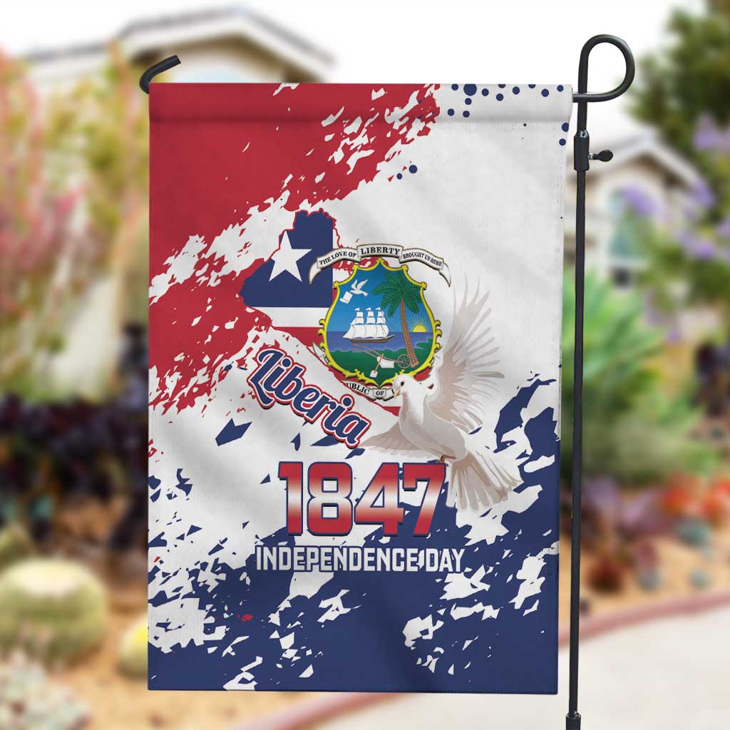 Afro Liberia 1847 Independence Day Garden Flag Coat Of Arms Grunge Style LT14