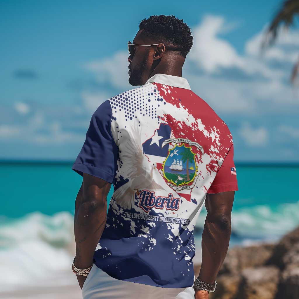 Afro Liberia 1847 Independence Day Hawaiian Shirt Coat Of Arms Grunge Style LT14