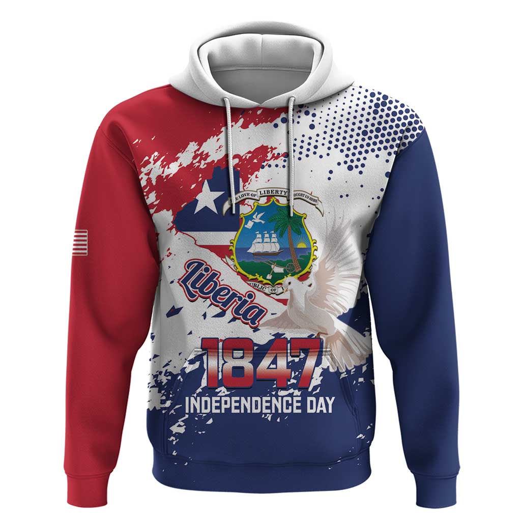 Liberia 1847 Independence Day Hoodie Coat Of Arms Grunge Style LT14