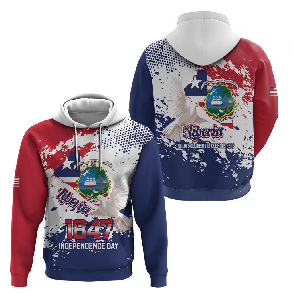 Liberia 1847 Independence Day Hoodie Coat Of Arms Grunge Style LT14