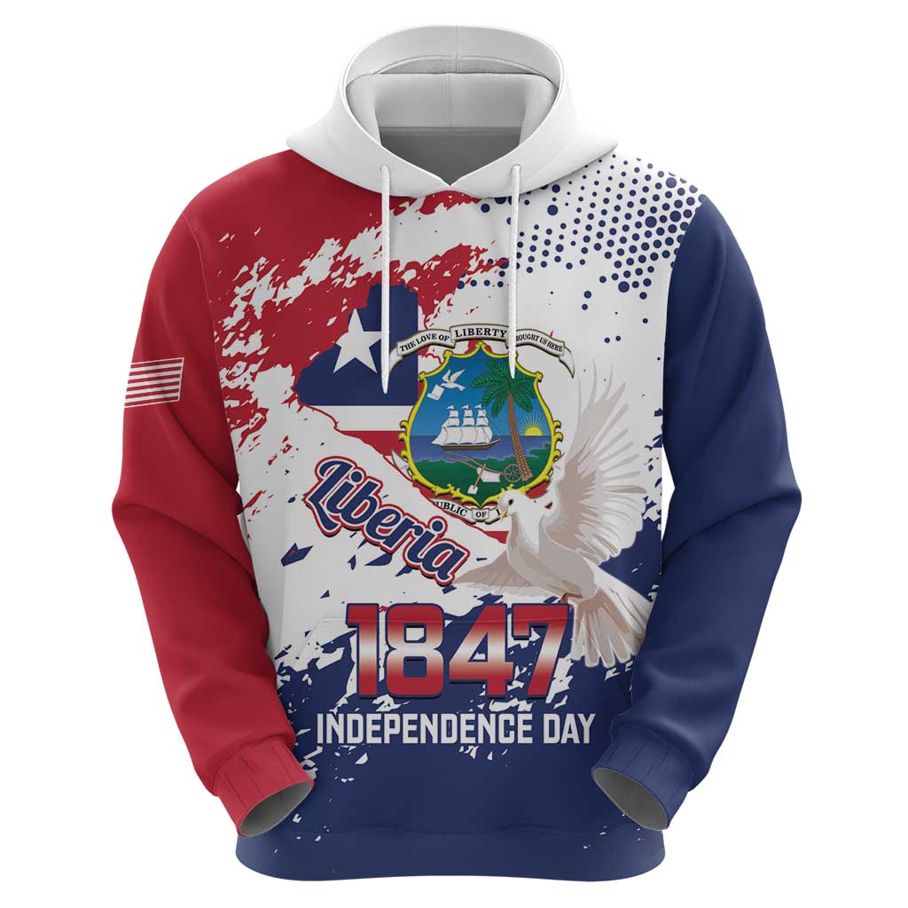 Liberia 1847 Independence Day Hoodie Coat Of Arms Grunge Style LT14