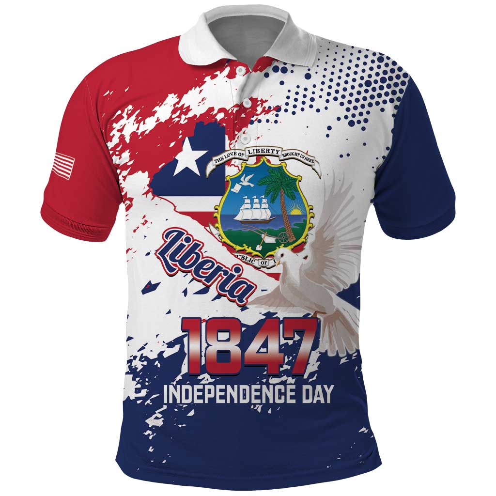 Liberia 1847 Independence Day Polo Shirt Coat Of Arms Grunge Style LT14