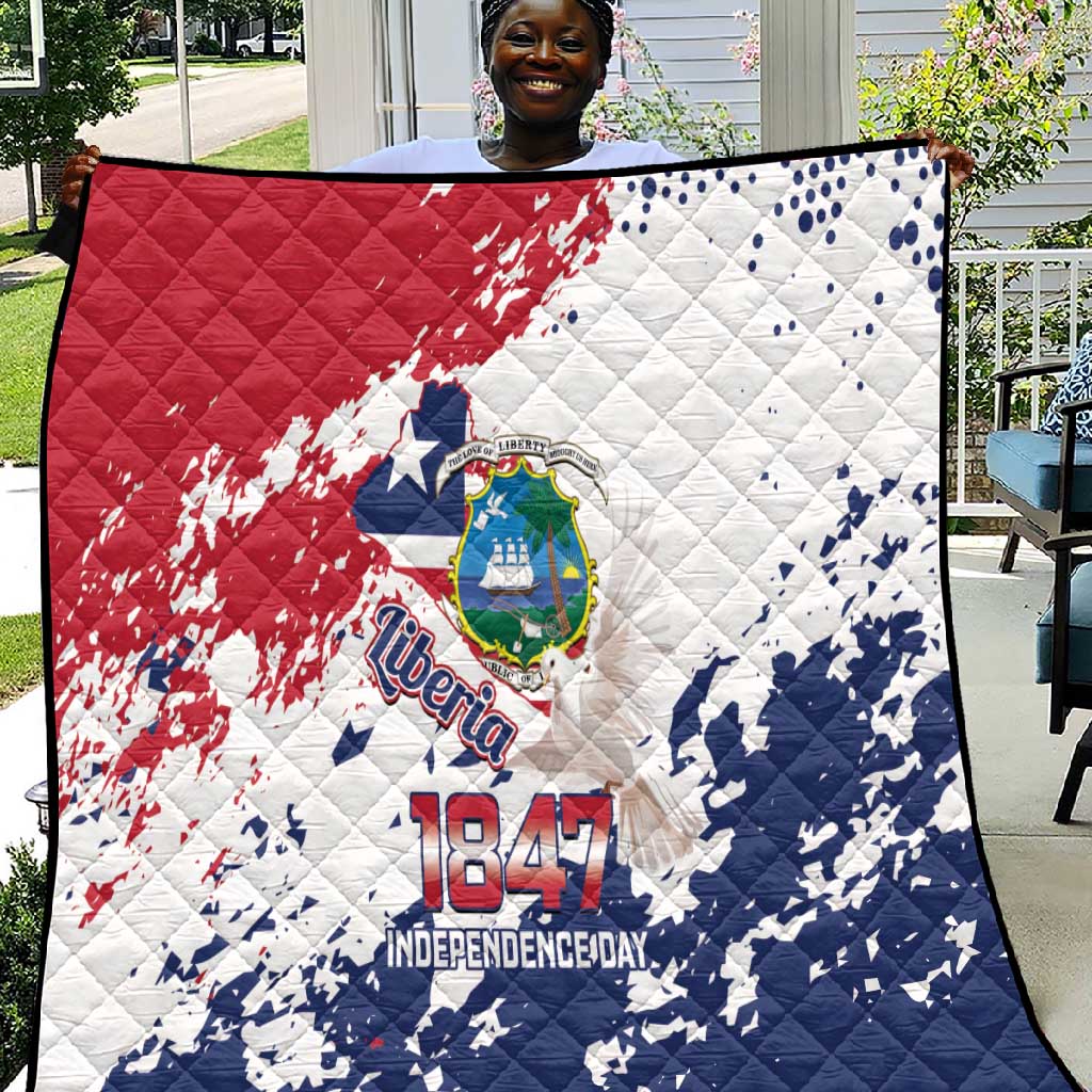 Afro Liberia 1847 Independence Day Quilt Coat Of Arms Grunge Style LT14
