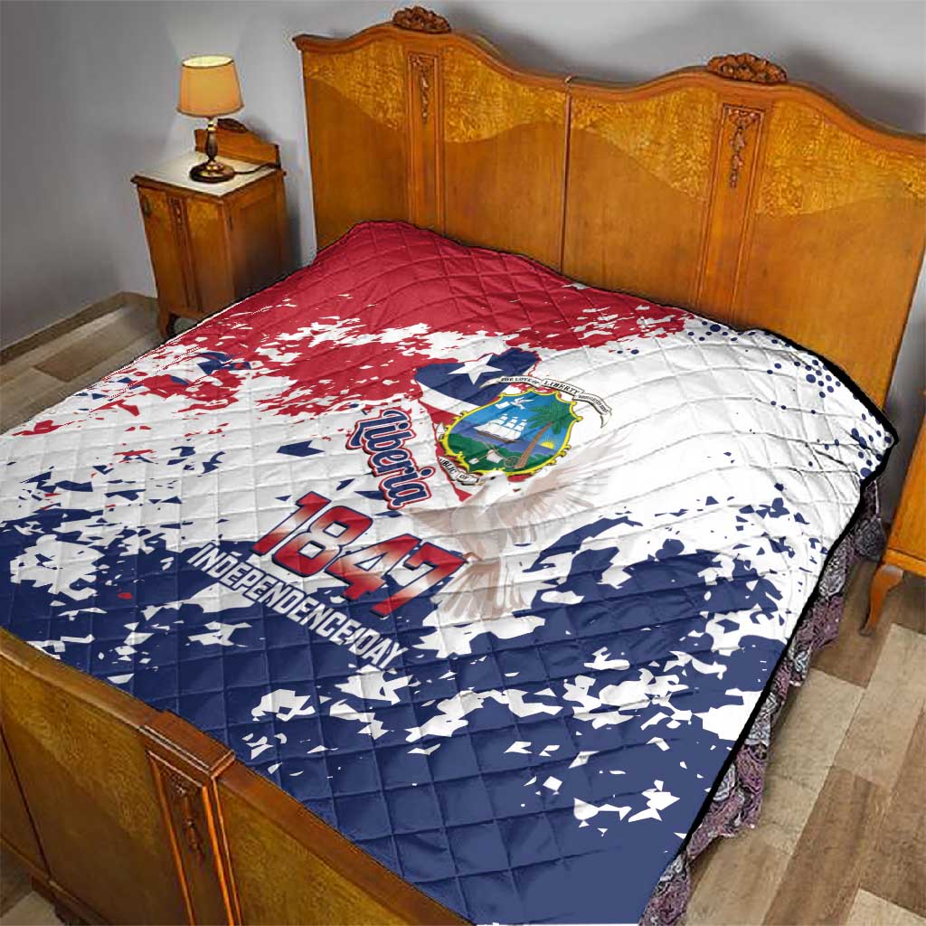 Afro Liberia 1847 Independence Day Quilt Coat Of Arms Grunge Style LT14